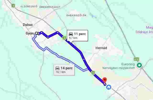 Dabas-Gyón irányából az örkényi kézi autómosó megközelítése Autómosó Dabas közelében – gyors útvonal Örkénybe