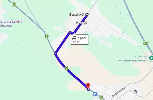 Autómosó Örkény megközelítése északról az 5-ös főúton Alternatív megközelítés Hernád felől – autómosó Örkény térkép