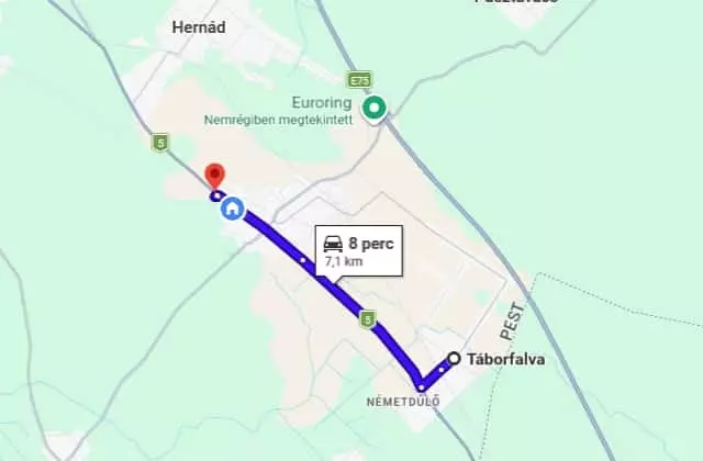 Autókozmetika Örkény – útvonal Táborfalváról Megközelítés Táborfalva felől az örkényi kézi autómosóhoz